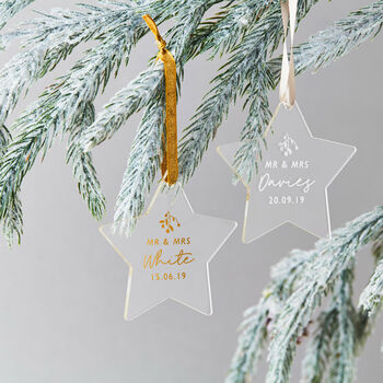 Personalised Married Christmas Star Decoration, 2 of 6