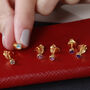 Petite Gemstone Stud Earrings In Gold Vermeil, thumbnail 1 of 5