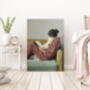 Female Book Reading Dog Portrait Art Print, thumbnail 4 of 4