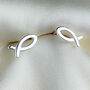 Sterling Silver Minimalist Fish Stud Earrings, thumbnail 4 of 6