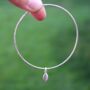 Hammered Bangle With Leaf Drop Charm, thumbnail 2 of 6