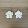 Handmade Crochet White Daisy Earrings: Surgical Steel, thumbnail 7 of 12