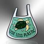 Green Use Less Plastic Turtle Carrier Bag Enamel Pin, Gifts For Environmentalists, Conservationists And Ecologists, thumbnail 3 of 8