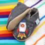 Dotty Fish Space Rocket Baby Gift Set With Barefoot Shoes And Cotton Bibs, thumbnail 2 of 11