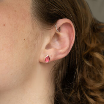 Pink Tourmaline Sterling Silver Teardrop Earrings, 2 of 7