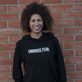 'Embrace Fear' Black Unisex Hoodie T Shirt, 2 of 4