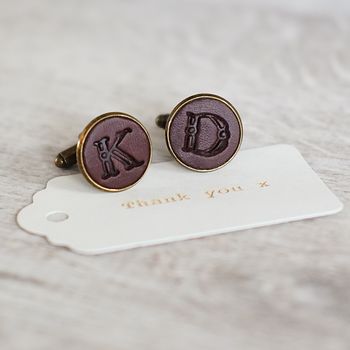 Personalised Leather Initial Cufflinks, 8 of 12