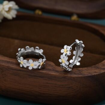 Sterling Silver Daisy Chain Huggie Hoop, 7 of 12