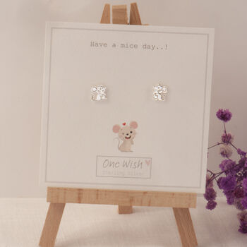 Cute Mouse Sterling Silver Studs Mice Day, 2 of 9
