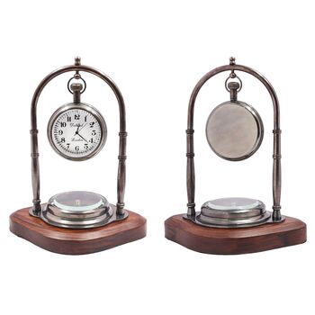 Personalised Bronze 5th Anniversary Desk Clock With Compass, 5 of 11