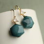 Pine Green Hexagon Jewel Earrings, thumbnail 1 of 8