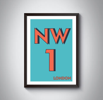 Nw1 Marylebone London Typography Postcode Print, 4 of 9