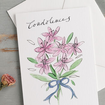 'Condolences' Lilies Bereavement Card, 3 of 3