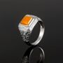 Mens Ring Orange Quartz Silver Gemstone Ring For Men, thumbnail 3 of 11