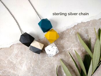 Mustard, Granite, Teal And Grey Geometric Necklace, 6 of 8