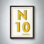 N10 Muswell Hill London Postcode Typography Print, thumbnail 4 of 11