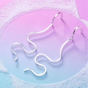 Wavy Abstract Sterling Silver Earrings, 4 of 7