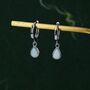 Sterling Silver Dangling Opal Droplet Hoop Earrings, thumbnail 1 of 12
