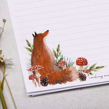 A4 Letter Writing Paper With Fox And Mushrooms, 2 of 4