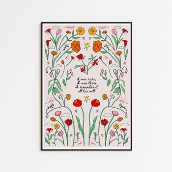 All Too Well 'It Was Rare, I Was There' Taylor Swift Typography And Flower Art Print, 7 of 7