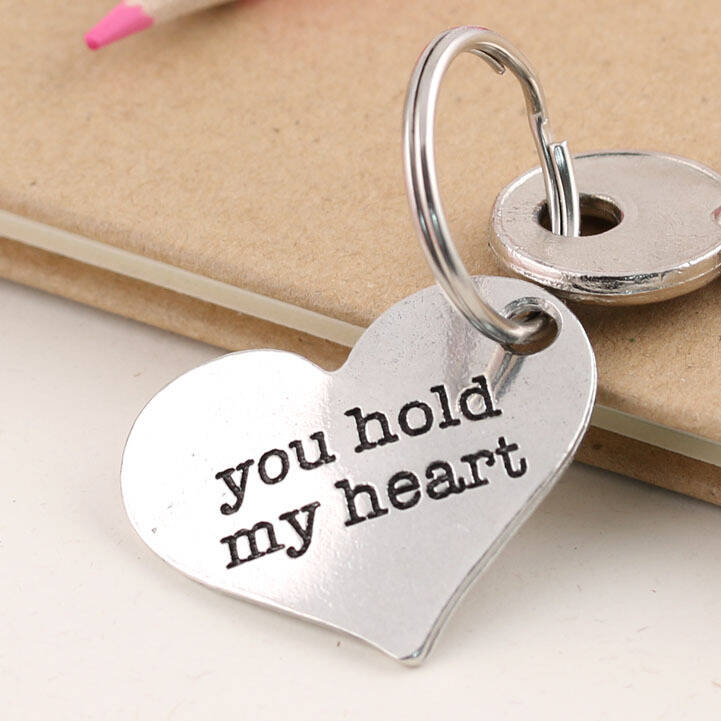 Image of You Hold My Heart Personalised Pewter Heart Keyring