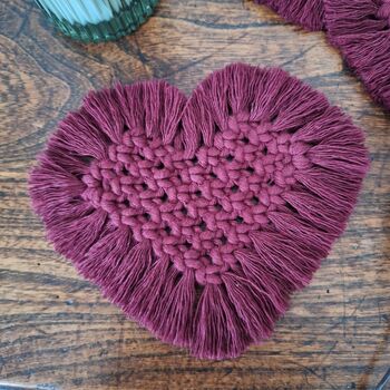 Heart Drink Macrame Coaster Set, 2 of 7