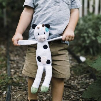 Handmade Cow Rattle Fair Trade Toy, 2 of 5