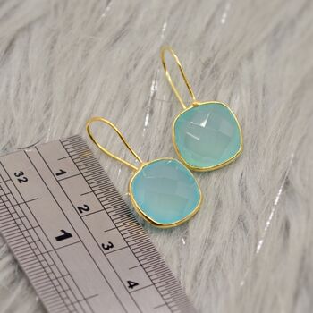 Aqua Chalcedony Earrings, Blue Dangle Earrings, 4 of 9
