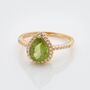 Pear Drop Peridot 18k Gold Plated Classic Ring, thumbnail 1 of 3