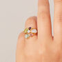 Pink Tourmaline And Blue Topaz Friendship Ring, thumbnail 3 of 6