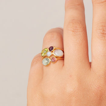 Pink Tourmaline And Blue Topaz Friendship Ring, 3 of 6