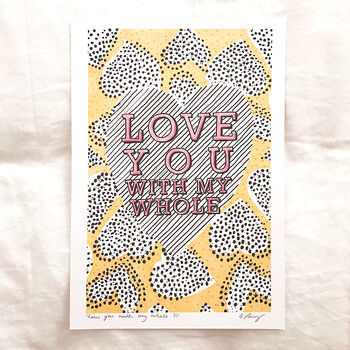 'I Love You With My Whole Heart' Illustrated Print, 4 of 4