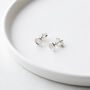 Tiny Silver Button Stud Earrings, thumbnail 2 of 6