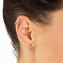 Bezel Huggie Hoop Earrings With Ruby Pink Stones, thumbnail 1 of 5