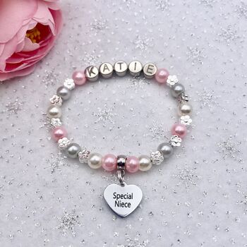 Personalised Niece Charm Bracelet. Niece Name Gift, 11 of 12