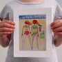 Rainbow Hair Girls On Beach Giclee Art Print, thumbnail 4 of 5