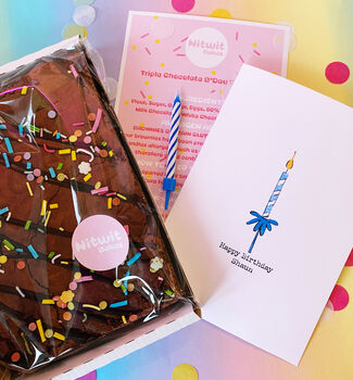 Birthday Brownie Letterbox Gift With Personalised Card, 2 of 4