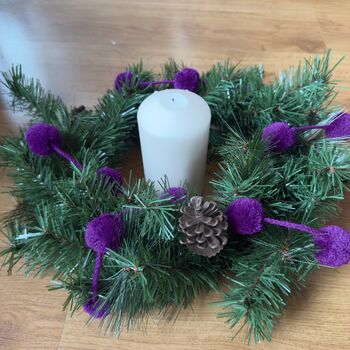 Purple Pompom Christmas Decorations, 2 of 5