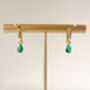 Gold And Green Teardrop Hinged Huggie Earrings, thumbnail 5 of 9
