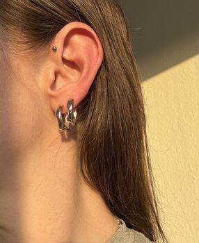 Recycled Silver Organic Hoops, 3 of 6