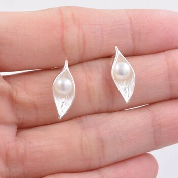 Sterling Silver Calla Lily Flower Blossom Earrings, 2 of 12