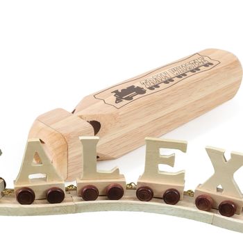 Personalised Wooden Name Train And Curved Display Track, 4 of 6