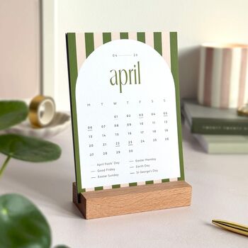 2026 Desk Calendar With Refillable Cards With Wood Stand, 6 of 10