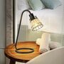 Bedside Rattan Table Lamp With Hollow Round Base, thumbnail 4 of 8