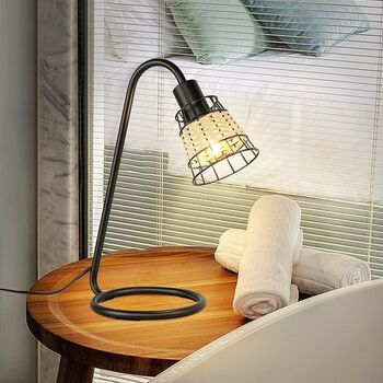 Bedside Rattan Table Lamp With Hollow Round Base, 4 of 8
