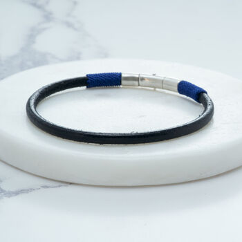 Personalised Sterling Silver, Leather And Silk Bracelet, 3 of 8