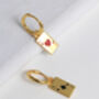 18 K Gold Plated Ace Of Spades Hoop Charm Earrings, thumbnail 4 of 11