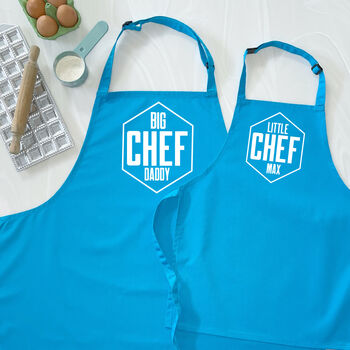 Big Chef Little Chef Personalised Hexagon Aprons, 2 of 8