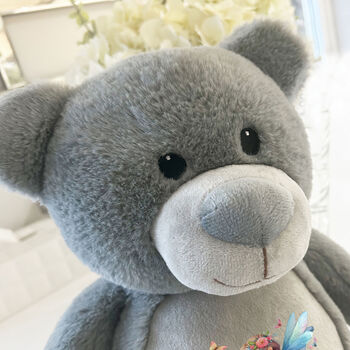 Personalised Fairy Alphabet Grey Plush Teddy Bear, 6 of 10