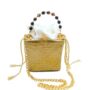 Tuparro Gold Small Handwoven Straw Basket Bag, thumbnail 2 of 7